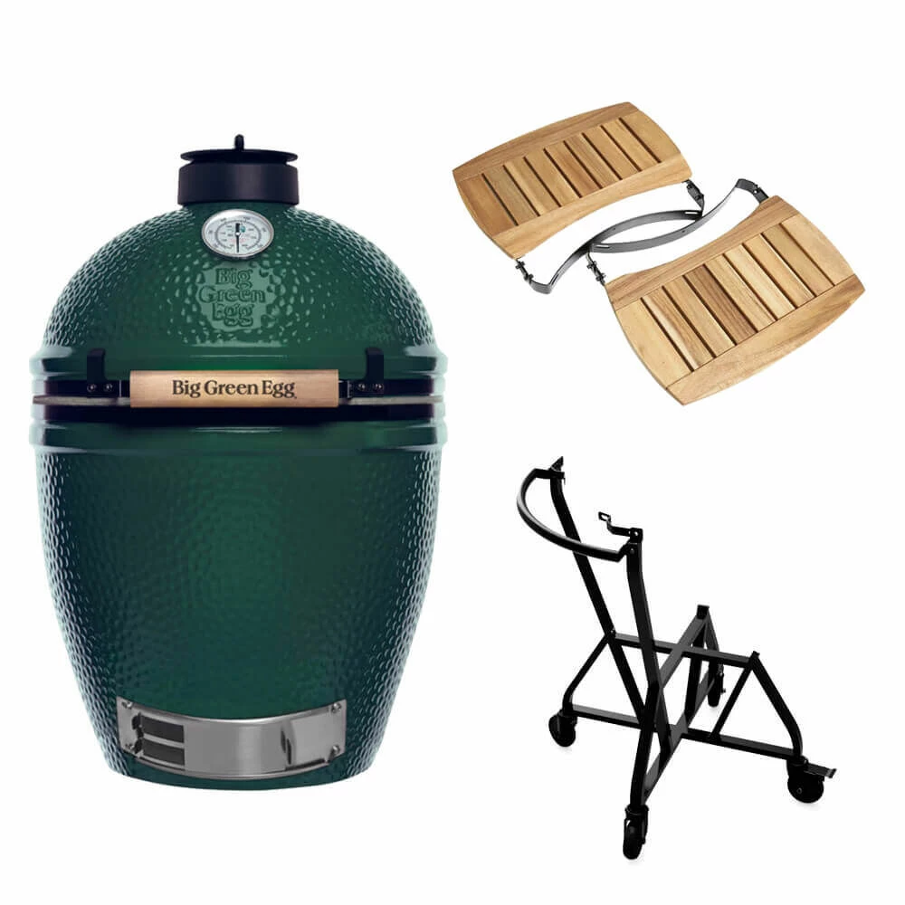 Big Green Egg Large Barbecue ø 47 Cm Keramiek Groen Met IntEGGrated Nest, Handler En Acaciahouten Zijtafels 1 Big Green Egg Large Barbecue ø 47 Cm Keramiek Groen Met IntEGGrated Nest, Handler En Acaciahouten Zijtafels